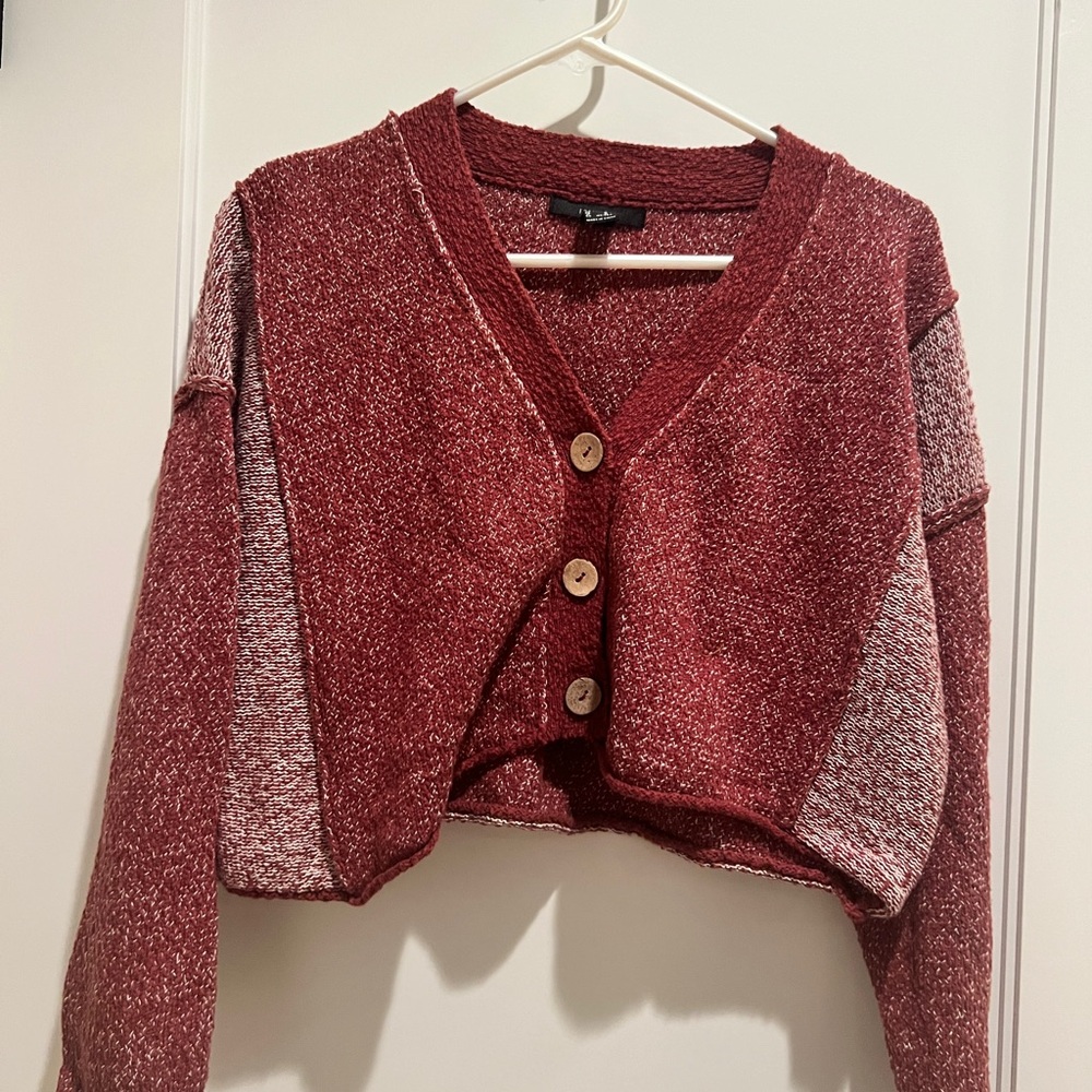 Forever 21 Burgundy and Gray Cardigan